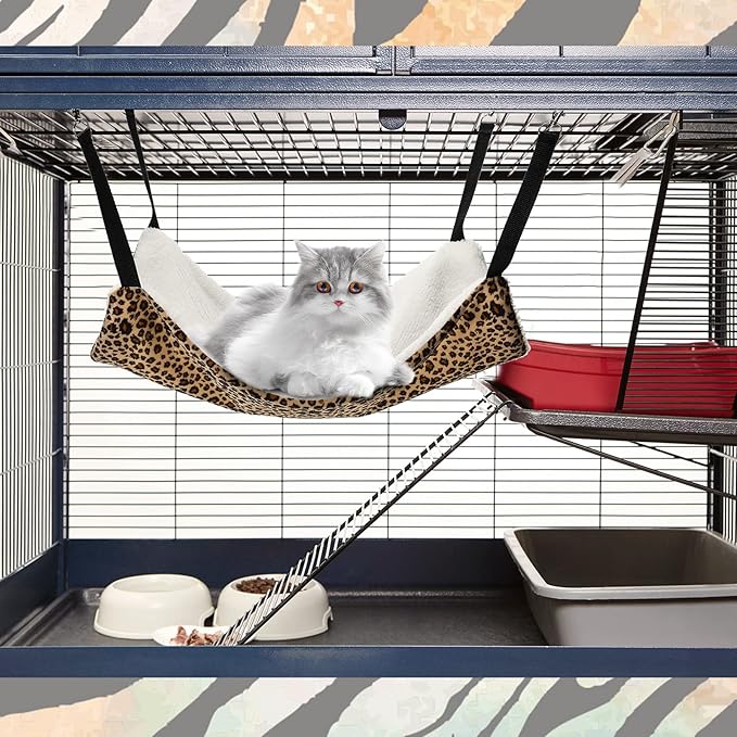 BBTO 3 Pcs Reversible Pet Hammock Soft Plush Cat Hanging Hammock Guinea Pig Bed Rat Cage Accessories for Puppy Dog Piggy Kitten Ferret Rabbit Other Small Animals(Dot)