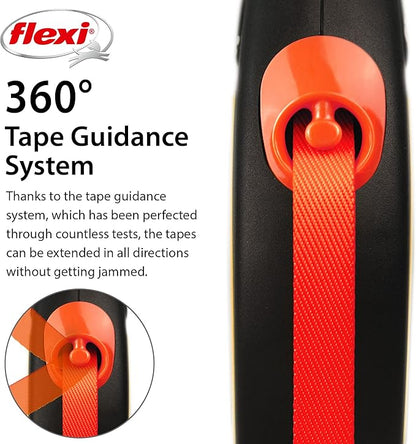 Flexi New Neon Tape Orange Medium 5m Retractable Dog Leash/Lead for Dogs up to 25kgs/55lbs