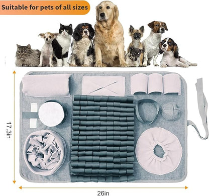 Snuffle mat for Dogs Iteractive Dog Puzzle Toy Used for Training Stress Relief This sniffing mat effectively slows your dog's eating pace. Suitable for indoor and outdoor use. Gray (26 x 17 inches)