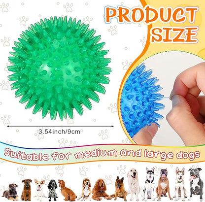 Lenwen 24 Pcs Spikey Dog Balls 3.5 Inch Squeaky Dog Toys Pet Toys Rubber Dog Toy Balls Puppy Chew Toys for Teething Durable Dog Toys for Aggressive Chewers Fetch Toys for Medium Large Dogs
