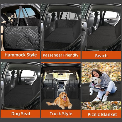 MIROZO Dog Seat Cover for Back Seat, 600D Heavy Duty Back Seat Extender for Dogs,Waterproof Pet Seat Protector with 3-Fold Bottom, Large Space Travel Bed Extender for Mid-Size SUV & Small Truck
