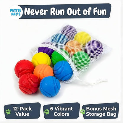 SuperFetch Dog Balls 1.5 Inch No Squeak Toy for Small Dogs Teething Toys for Puppies Rubber Balls for Fetch, Training, Boredom and Solo Play - 6 Pack