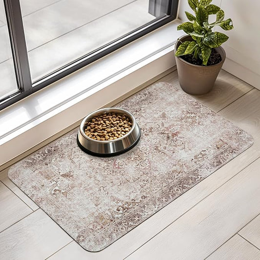 Dog Food Mat for Floors Waterproof Quick Dry Pet Placemat Cat Feeding Bowls Mats for Food and Water, Eco-Friendly Dog Accessories Diatomite Pets Supplies 16" X 24"