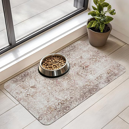Dog Food Mat for Floors Waterproof Quick Dry Pet Placemat Cat Feeding Bowls Mats for Food and Water, Eco-Friendly Dog Accessories Diatomite Pets Supplies 12" X 20"