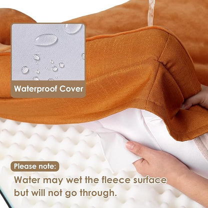EHEYCIGA Orthopedic Dog Beds for Large Dogs, Waterproof Memory Foam Large Pet Bed with Sides, Non-Slip Bottom and Egg-Crate Foam Dog Couch Bed with Washable Removable Cover,Pumpkin Orange