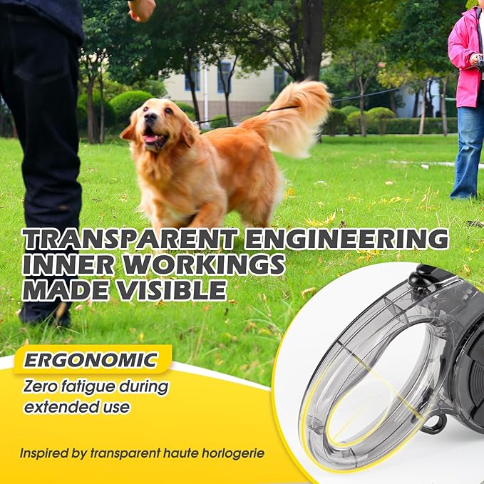 16 ft Retractable Dog Leash, One-Handed Brake, 360° Tangle-Free, Strong Nylon Tape, for Dogs up to 55 lbs