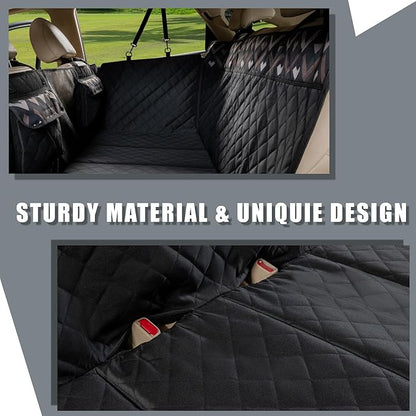 Back Seat Extender, Car Seat Cover for Dogs with Hard Bottom as a Hammock Bridge for Pets Travel, Waterproof Back Protector Fits for Standard Cars & SUVs (Black)