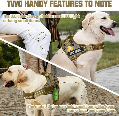 AUROTH Dog Harness and Leash Set, Soft Padded Service Dog Vest with 5.25FT Dog Leash, No Choke, Easy On Pet Vest, Adjustable Reflective No Pull Dog Harness for Large Dogs, Easy Walking and Training