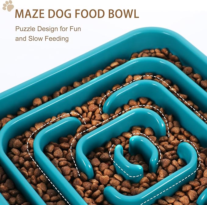 Slow Feeder Dog Bowls for Large Medium Dogs, Anti-Choking Slow Eating Maze Dog Food Bowl, Anti-Slip Slow Feeding Pet Puzzle Bowl,Green