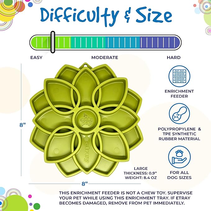 SodaPup Mandala eTray – Durable Slow Feeder Tray Made in USA from Non-Toxic, Pet-Safe, Food Safe Material for Mental Stimulation, Calming, Avoiding Overfeeding, Slow Eating, Healthy Digestion & More