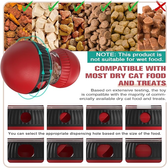 Treat Dispensing Cognitive Dog Toys Dog Puzzle Feeder Toy for Dogs and Cats with Bird Chirping Adjustable Food Dispenser Slow Feeding for Small Medium Large Dogs & Cats (Red)