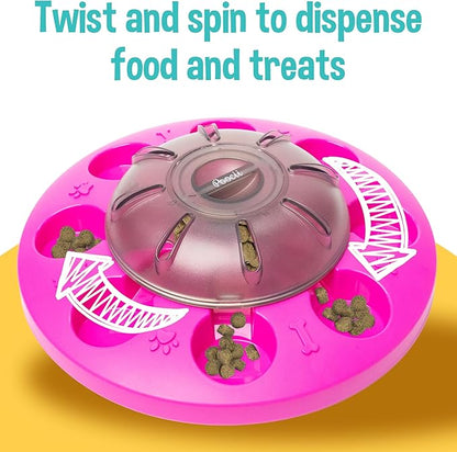 Poocii-Go-Round Slow Feeder Dog Enrichment Toy - Interactive Food or Treat Dispensing Puzzle for IQ Training, Anti-Choking Design, Durable, Easy to Clean, Engaging Pet Activity - Pink