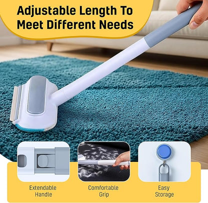 2026 NEW Pet Hair Removal Tool for Dogs & Cats (19" Long Brush + Gloves), Electrostatic Reusable Pet Hair Remover, Five Finger Magic Brush with Adjustable Handle for Couch, Carpet, Bedding, Clothes