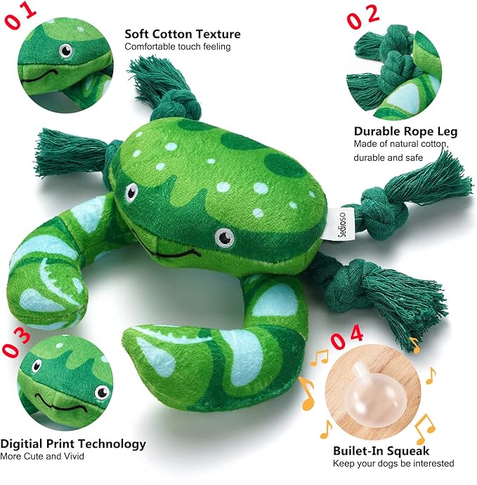 Dog Toys, Dog Plush Toy for Large Breed, Cute Squeaky Dog Toys with Crinkle Paper, Dog Chew Toys for Puppy, Small, Middle, Big Dogs (Crab)
