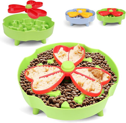 Elevated Slow Feeder Bowl for Cats and Dogs - Raised Puzzle Food Dish with Non-Slip Stand, Anti-Choke Maze Design for Fast Eaters, Indoor Pets - Improves Digestion for Kittens, Puppies (Green)