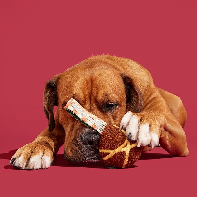 Barkbox BARK A Squeaky Meat -a-Ball Scented Rip & Reveal Dog Toy for Aggressive Chewers - Medium