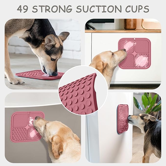 2 Pack Lick Mat for Dogs,Cats,Upgraded 8.5×8.5 inches Licking Mats with Suction Cups,Slow Feeder Licking Pad for Anxiety Relief and Boredom Reducer,Suitable for Dog Training Set 8