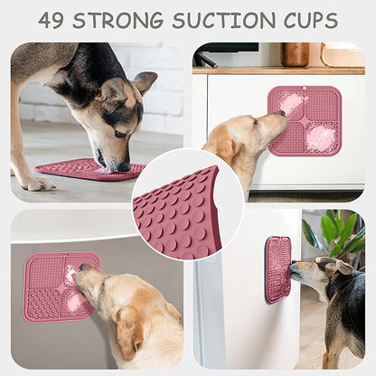2 Pack Lick Mat for Dogs,Cats,Upgraded 8.5×8.5 inches Licking Mats with Suction Cups,Slow Feeder Licking Pad for Anxiety Relief and Boredom Reducer,Suitable for Dog Training Set 8