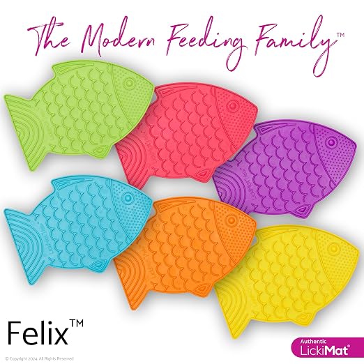 LickiMat Felix, Fish-Shaped Cat Slow Feeders Lick Mat, Boredom Anxiety Reducer; Perfect for Food, Treats, Yogurt, or Peanut Butter. Fun Alternative to a Slow Feed Cat Bowl or Dish, Orange - Image 6