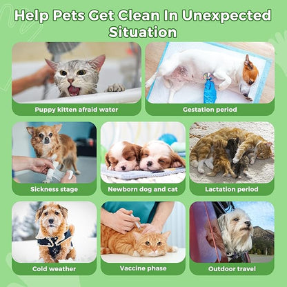 Vannon Extra Thick Pet Bathing Wipes for Dogs & Cats, Cleaning & Odor-Controlling Grooming Gloves, Nourish Fur Glove Wipes for Daily Care and Traveling, Rinse Free, Coconut Scent, 4 Pack, 24 PCS