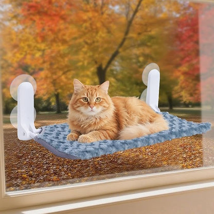 YUNIQUE Cat Window Perch, Upturned Edge Bracket, Portable Wall Hammock for Indoor Cat, Green