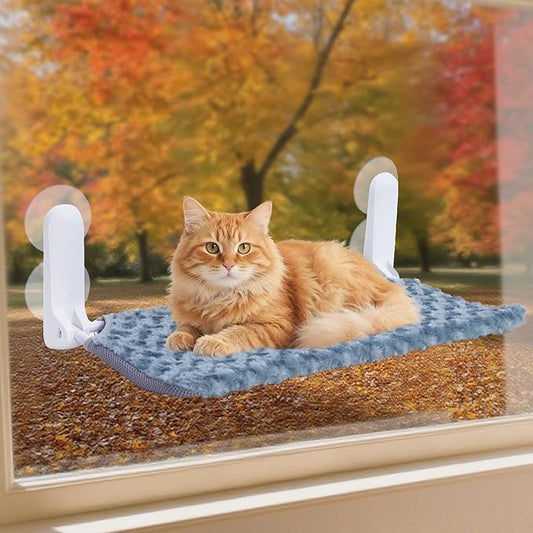 YUNIQUE Cat Window Perch, Upturned Edge Bracket, Portable Wall Hammock for Indoor Cat, Green