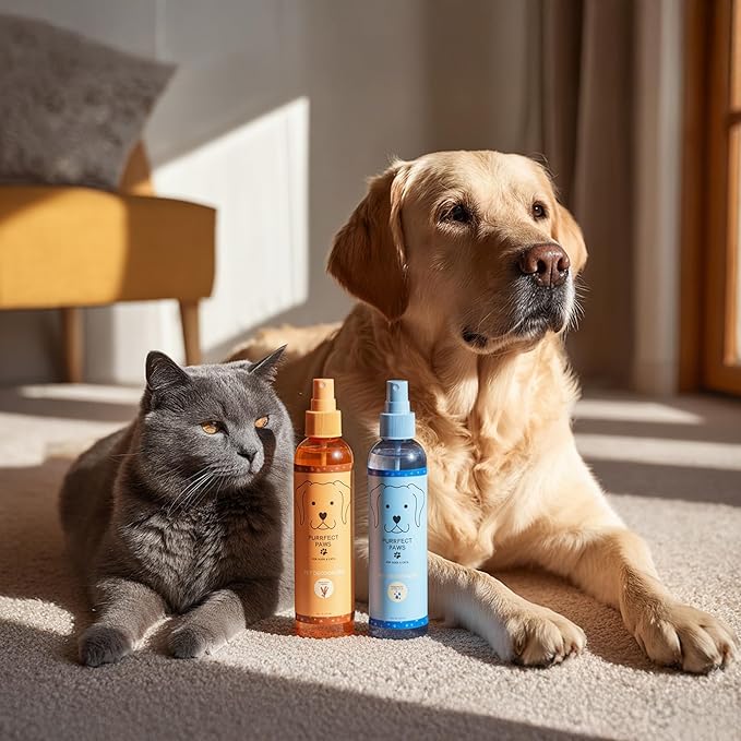 Pet Odor Neutralizing Air and Fabric Spray — Pet-Safe Deodorizer with Zinc Salt — Vegan and Cruelty-Free — Fresh Rain & Wild Violet Scent – Made in USA by Purrfect Paws