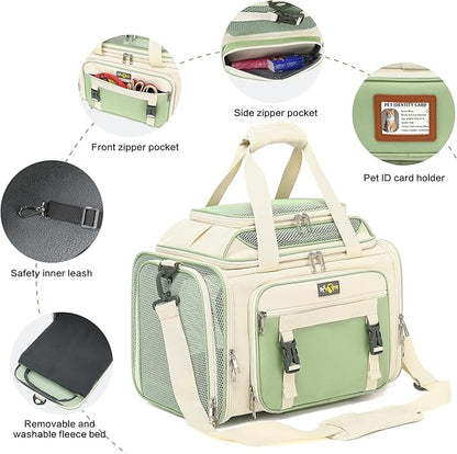 Cozy Cruiser Pet Carrier with Wheels,TSA Airline Approved, Expandable Space, Soft-Sided & Collapsible Design,Rolling Travel Bag with Telescopic Handle for Small Dogs and Cats