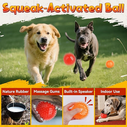 KIPRITII Long-Lasting Heavy Dog Chew Toys for Aggressive Chewers – 6 Pack Tough Dog Toys Include Indestructible Chew Bone, Interactive Tug Toys & Squeaky Balls, Ideal for Medium & Large Breeds Dogs