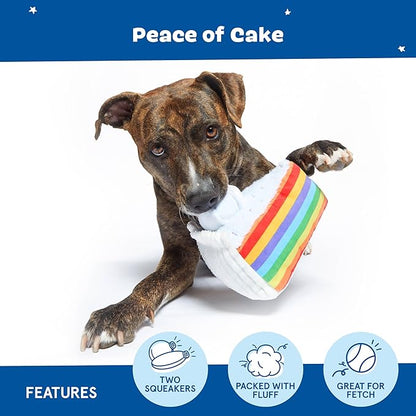 Barkbox Peace of Cake Dog Toy – Birthday Plush Squeaky Toy for Dogs – Fluff-Filled Slice of Fun with Dual Squeakers – Interactive Fetch & Play Toy for Small Dogs