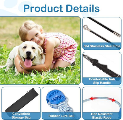 Flirt Pole for Dogs Interactive Dog Pole Toy for Large Medium Small Dogs, Chase Dog Flirt Pole for Tug of War
