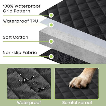 Dog Car Seat Cover for Front Seat, Waterproof Full Protection Pet Car Seat Cover with Side Flaps, Non-Slip Front Seat Protector with Pocket for Cars, Trucks, SUVs