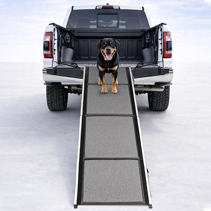 Dog Ramp for Car, SUV & Truck, 71" Long x 20" Wide, Extra Side-Strap Stability System, Non-Slip Quad-Fold Pet Ramp for Large Dogs, 250 lb Capacity (Standard Design)