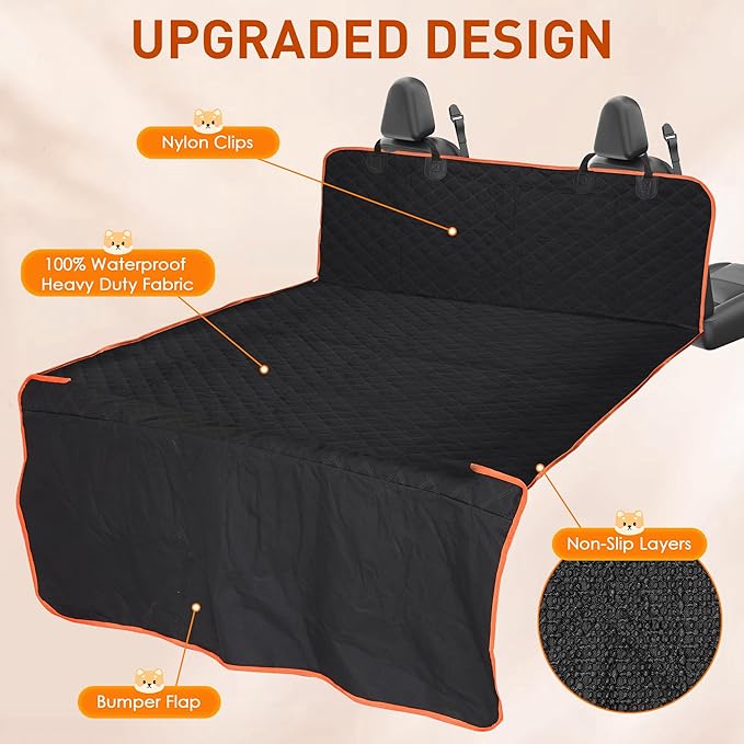 Cargo Liner for Pet, Water Proof Non Slip Durable Dog Cargo Cover Mat Universal for Cars Minivan with Bumper Flap Protector Black