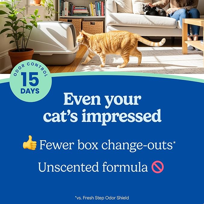 Fresh Step Advanced Ever Fresh Multi Cat Clumping Cat Litter, Unscented, Low Dust, Odor Control with Ammonia Block Tech, Compatible in Automatic Litter Boxes, 32 lb. (2 x 16 lb.)