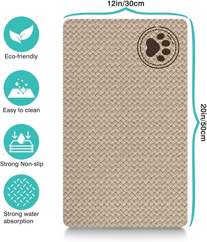 Pet Feeding Mat for Floors Waterproof Dog Mat for Food and Water Absorbent Quick Dry Non Slip mat for Cat Bowls