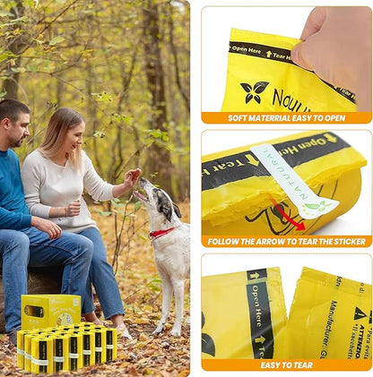 Certified Compostable Dog Poop Bags-270 Bags 18Rolls, Poop Bags for Dogs Made of Cornstarch - ASTM D6400 By USA, Leakproof Easy Open, Unscented Dog Waste Bags (Yellow)