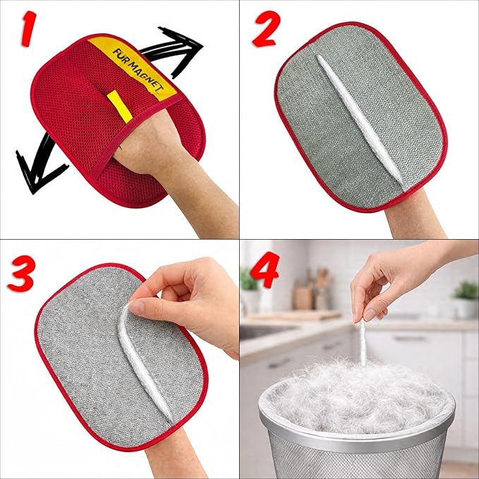 Pet Hair Removal Glove for Dogs and Cats, Electrostatic Magic Brush Tool for Furniture, Couch, Carpet, Car, Clothing, Reusable, Washable Lint Remover - 1 Pack