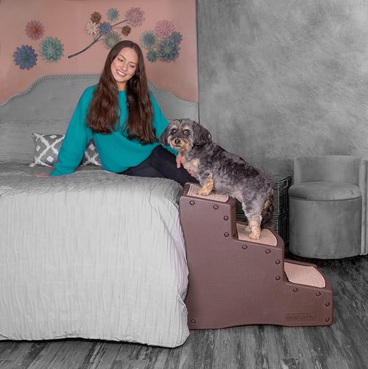Pet Gear Easy Step III Pet Stairs, 3 Step for Cats/Dogs, Removable Washable Carpet Treads, for Pets Up to 150lbs, No Tools Required, Available in 9 Colors, Espresso