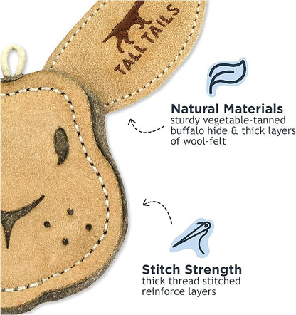 Tall Tails Dog Natural Leather Scrappy Fetch Toy for Dogs, Rabbit