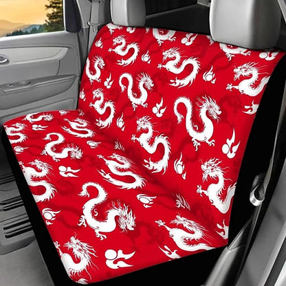 AFPANQZ Dragon Print Car Rear Seat Cover Non-Slip Stretch Universal Fit, Baby Dog Pets Work Back Seat Cover for Car Truck Van SUV Back Seats Cushion Protective Against Dirt & Pet Fur
