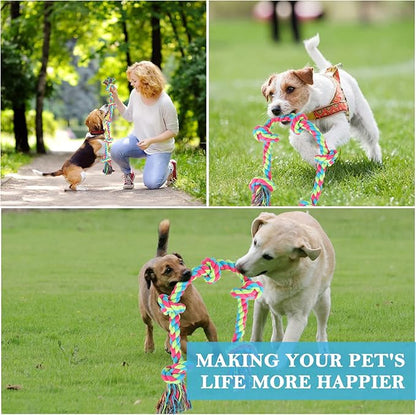 Aitmexcn Dog Rope Toys for Large Medium Dog Chewers, Rope Indestructible Dog Chew Toys, 37 Inch 5 Knots Tough Dog Tug Toy for Teeth Cleaning, Tug of War
