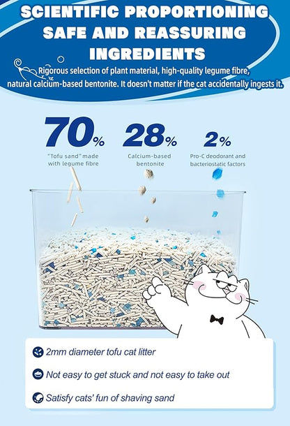NIKORO Tofu Cat Litter,Strong Clumping Cat Litters,Odor Control and Unscented Ultra Absorbent Water Flushable Bentonite Tofu Cat Litter,Dust Free Scent Free,(5.29 lbs×1Bags)