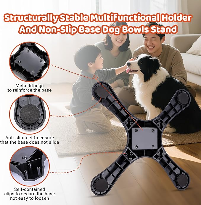 Elevated Adjustable Dog Bowl Feeding Stand, 3 Heights and Tiled Ajudst, Compatible with Moost Feeding Bowls, Great for Medium Large Dogs(2 Pack-C)