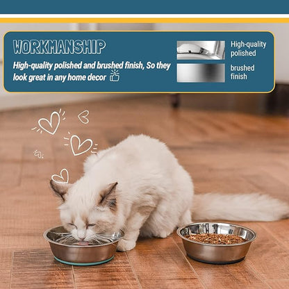 PEGGY11 Lightweight Stainless Steel Cat Bowls - 1.8 Cup, Single Pack