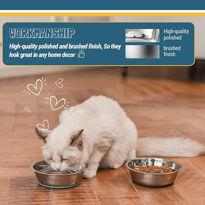 PEGGY11 Lightweight Stainless Steel Cat Bowls - 3 Cup, Single Pack