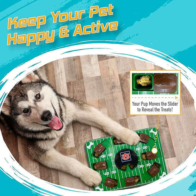 NCAA Puzzle Toy Slow Feeder, Puzzle Treat Dog Toy, Interactive Dog Treat Toy, Dog Puzzle Feeding Slow Toy (Auburn Tigers)