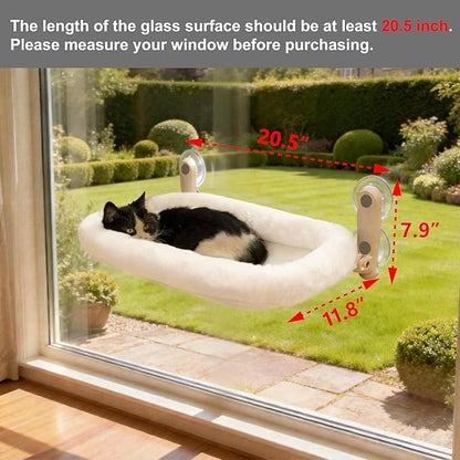 YGP Foldable Cat Window Perch – No Drilling, 40lbs Tested Hold, 4 Strong Suction Cups, Heavy-Duty Metal Frame, Space-Saving Fold-Down Design, Ultra-Soft Fleece Hammock for Cats