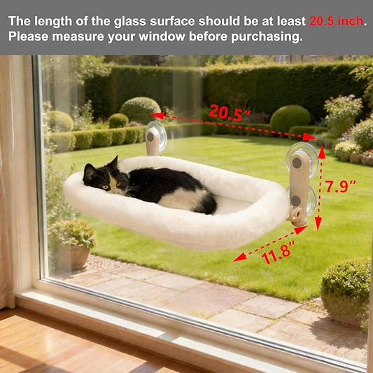 YGP Foldable Cat Window Perch – No Drilling, 40lbs Tested Hold, 4 Strong Suction Cups, Heavy-Duty Metal Frame, Space-Saving Fold-Down Design, Ultra-Soft Fleece Hammock for Cats
