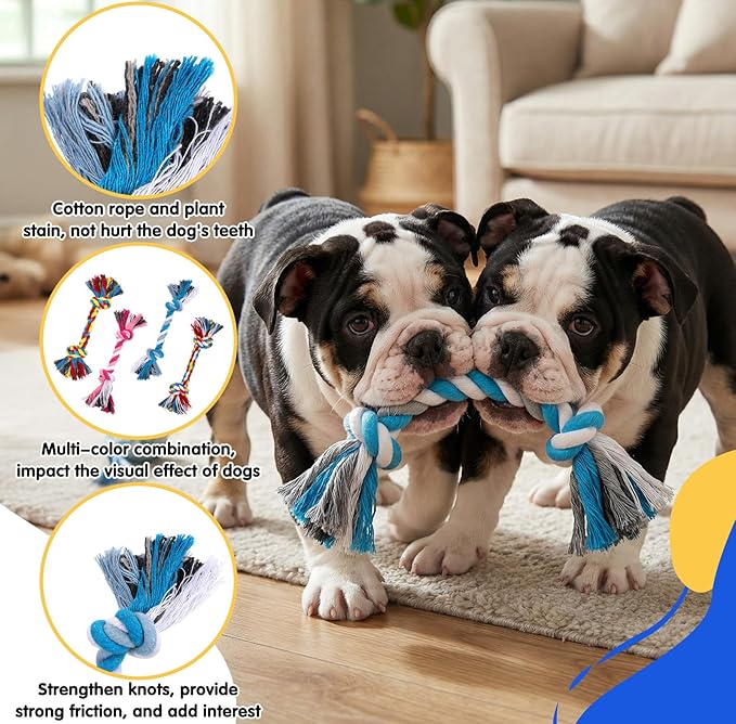 36-Pack Rope Dog Toys, Multi-Color Cotton Puppy Chew Teething Toys with Knots for Small and Medium Breed Pets, Interactive Tugging Fetch Play for Dental Health and Stress Relief